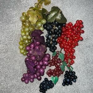 Vintage lot faux Grapes Green Realistic Decorative Artificial Fruit Rubber